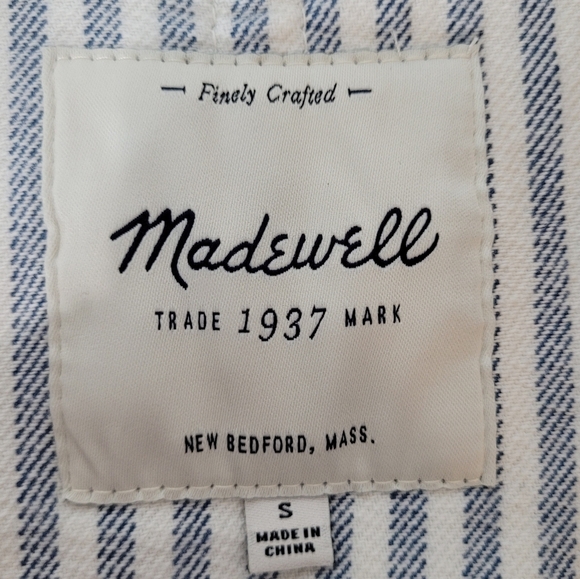 Madewell Shrunken (style name) Workwear Jacket in Poppy Stripe Denim - Size S - Picture 12 of 15